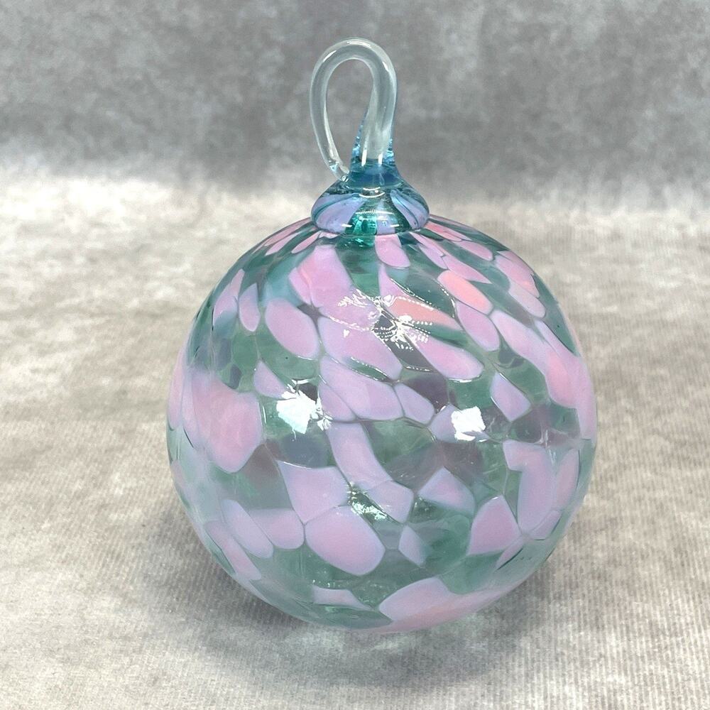Hand Blown‎ Large 5” Glass Orb Ball Purple & Teal Ornament Sun Catcher